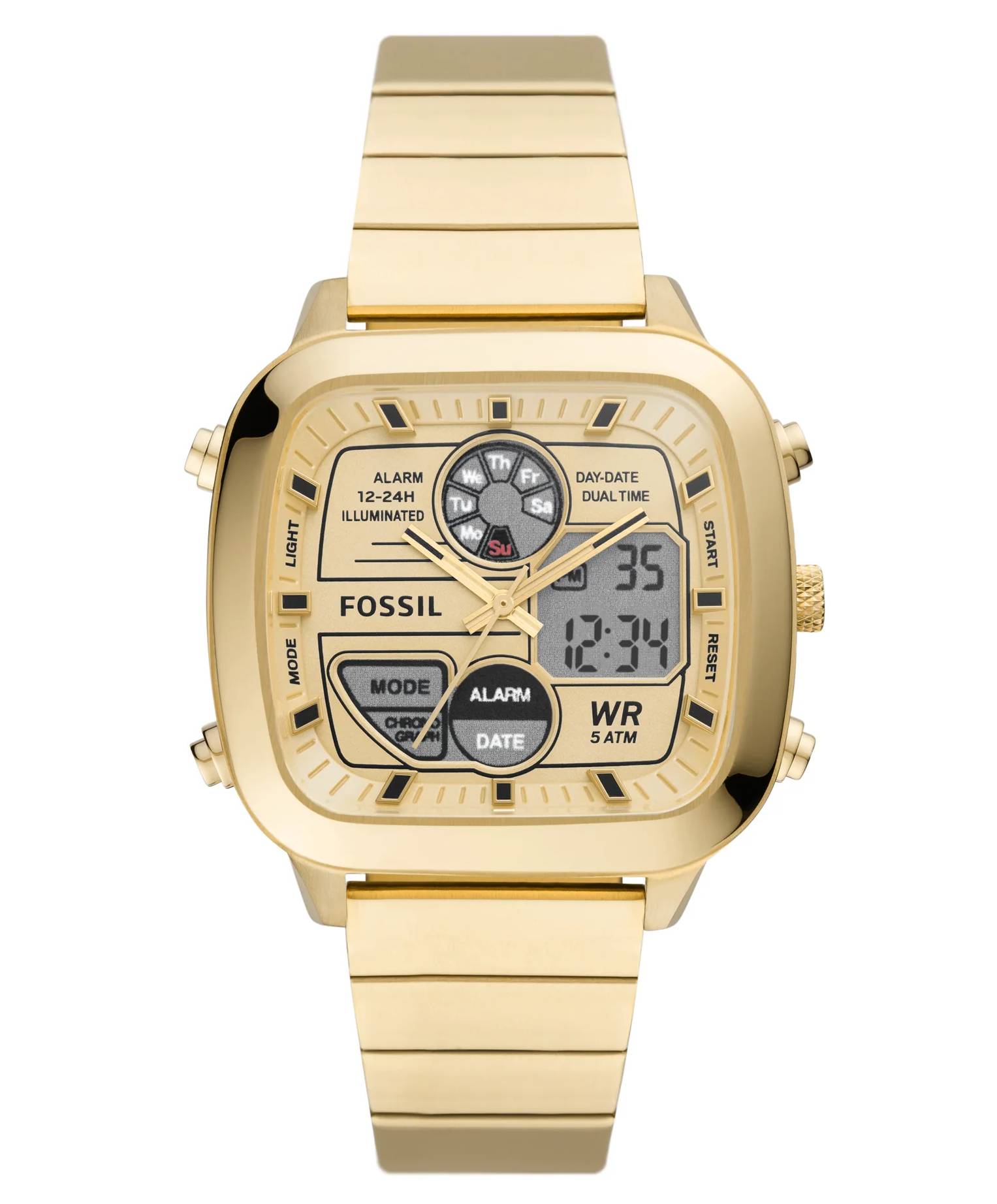 Fossil FS5889 Jam Tangan Analog-Digital Lelaki Berbahan Stainless Steel
