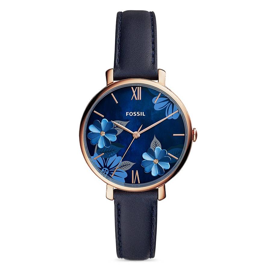 Authentic Fossil Jacqueline Navy Blue Dial Leather Watch ES4673 Jam Tangan Wanita Perempuan