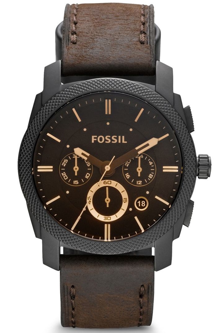 Authentic Fossil Men Machine Chronograph Brown Dial Leather FS4656 Jam Tangan Lelaki