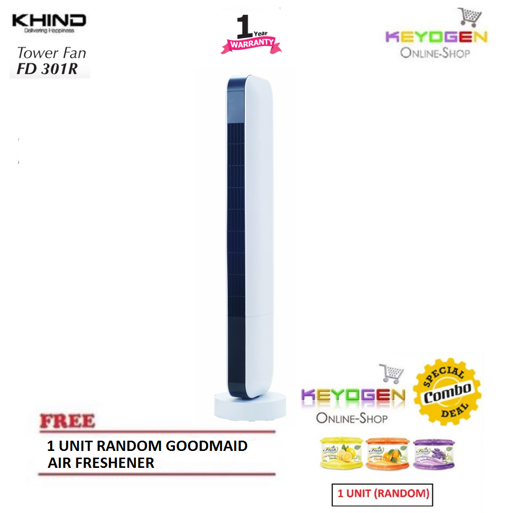 KHIND Tower Fan FD301R- Detachable Air Filter Net- 1 Year warranty FREE 1 Unit Random Goodmaid Air F