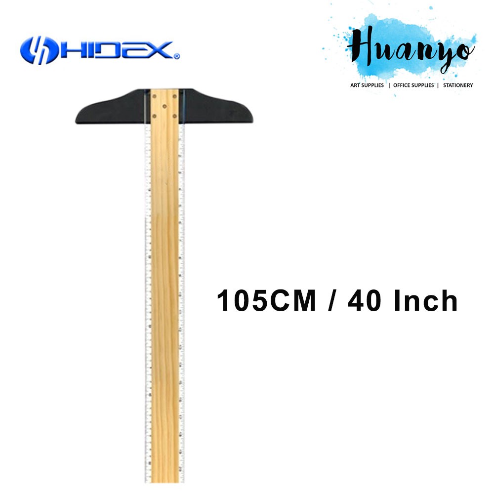 Hidex Wooden Double Side T Square Ruler  (90cm,35 inch / 105cm,40 inch - CM / Inch Reading)