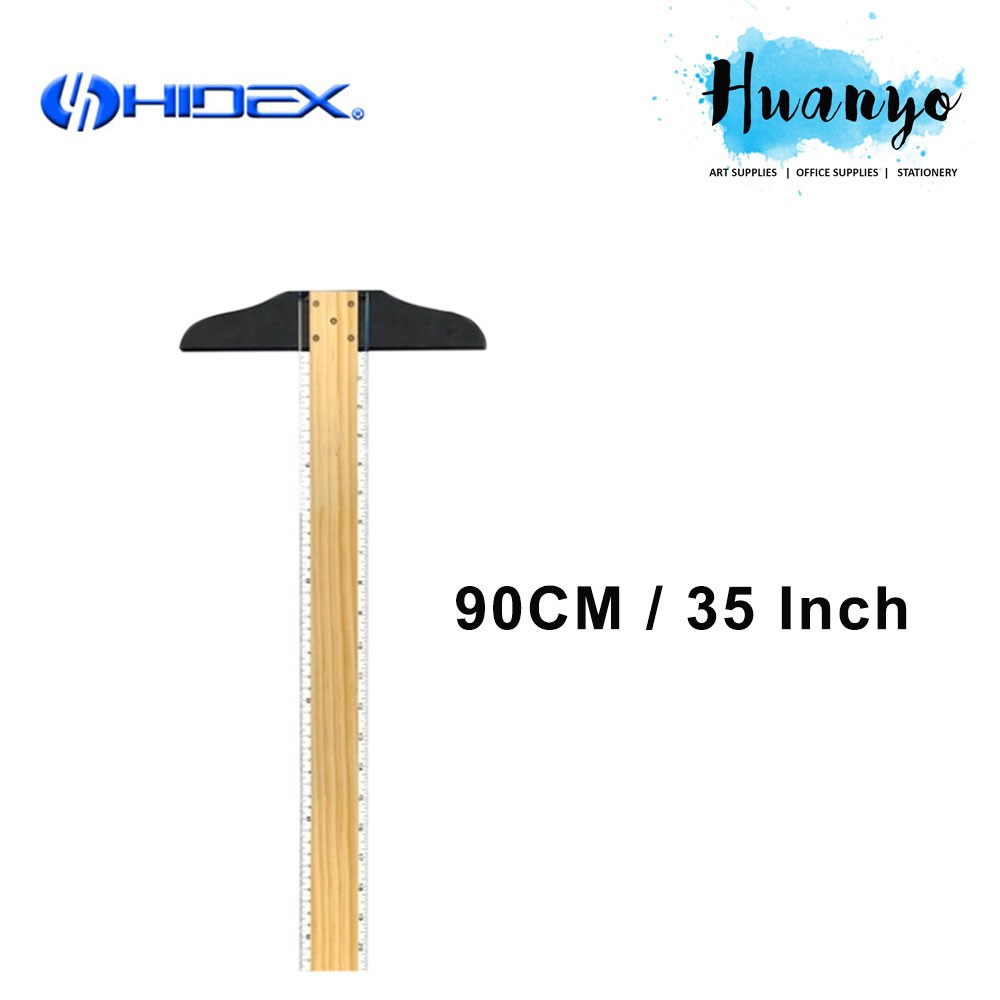 Hidex Wooden Double Side T Square Ruler  (90cm,35 inch / 105cm,40 inch - CM / Inch Reading)