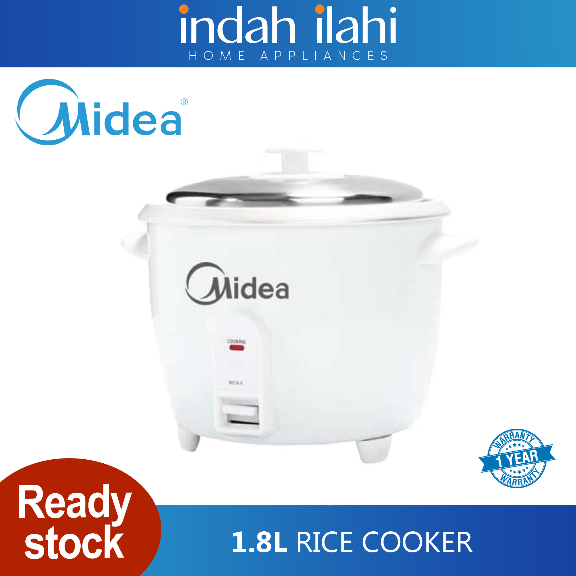 Midea Periuk Nasi Konvensional 1.8L MG-GP18B (1.8L)