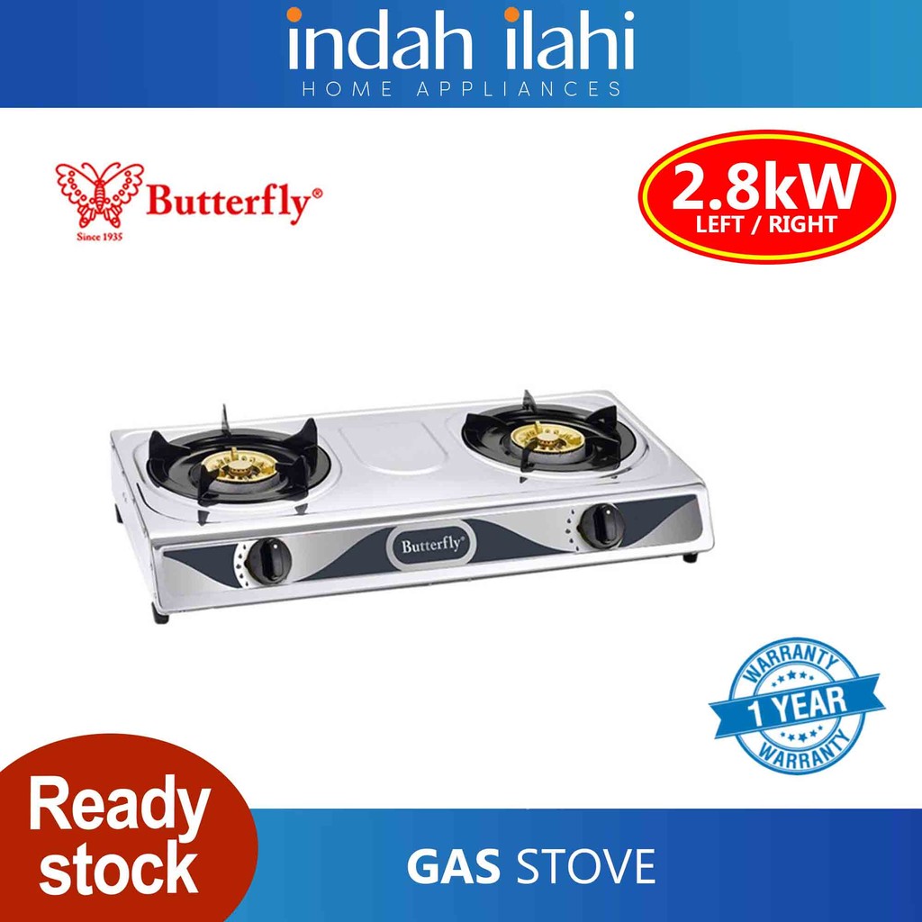 Butterfly Dapur Gas 2 Pembakar Stainless Steel Double Gas Stove BGC-628