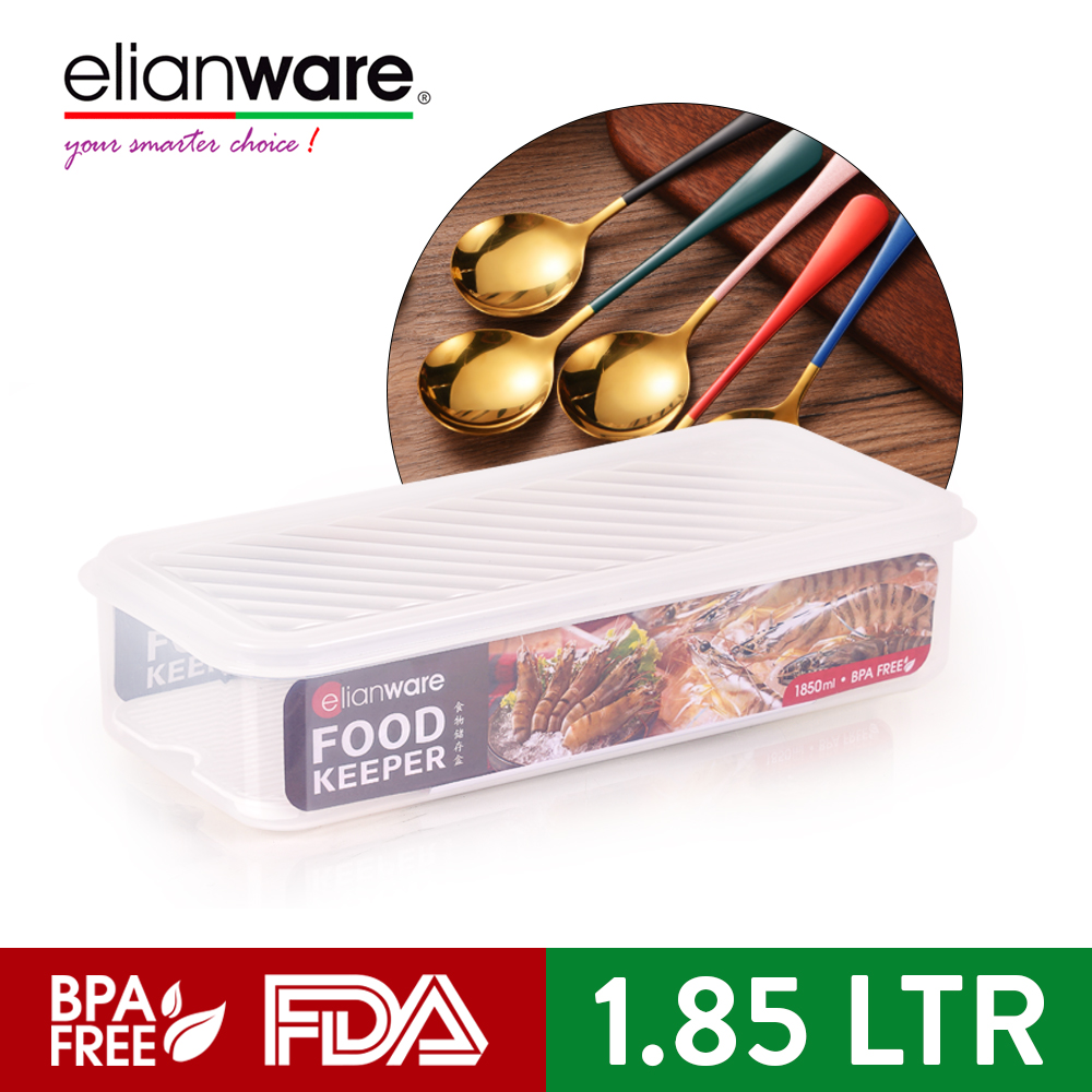 Elianware (1.85L) BPA FREE Long Rectangular Transparent Fridge Freezer Food Keeper Microwavable Food