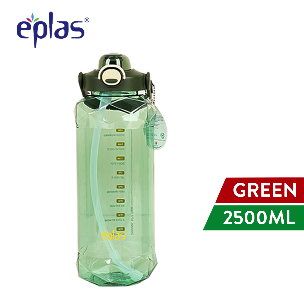 Eplas 2000ML/2500ML Crystal Diamond Water Bottle Gym Sport Botol Air with Straw & Handle