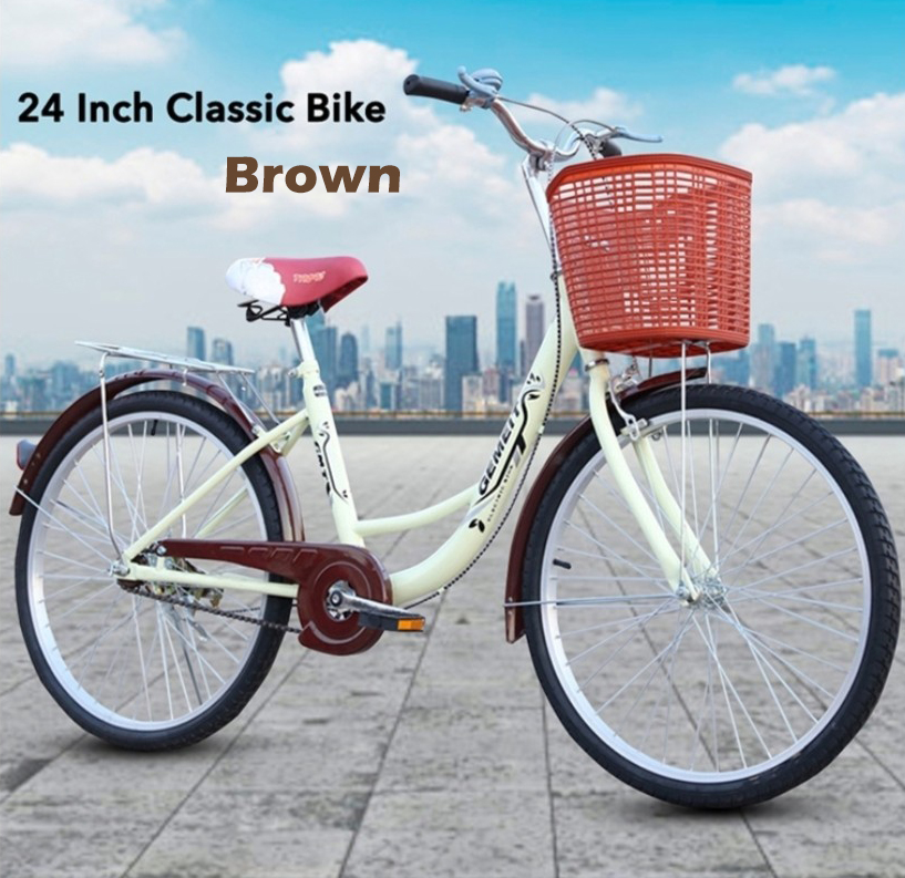 GDeal 24 Inch Classic Bike Korean Style Women Bicycle And FREE Front Storage Basket
