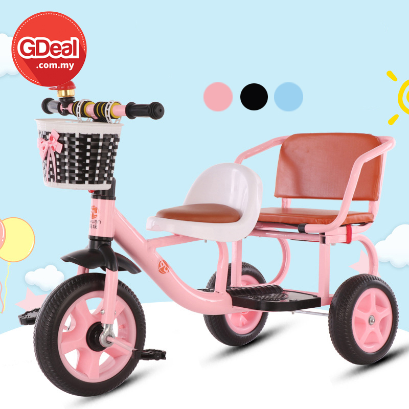 GDeal Baby Stroller Children Double Outdoor Kids Two Seater Tricycle Basikal Tiga Roda باسيكل تيڬ رو