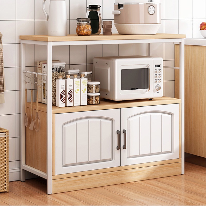 GDeal 2/3 Doors Kitchen Shelves Multi Layer Microwave Oven Storage Cabinet Cookware Storage Rack