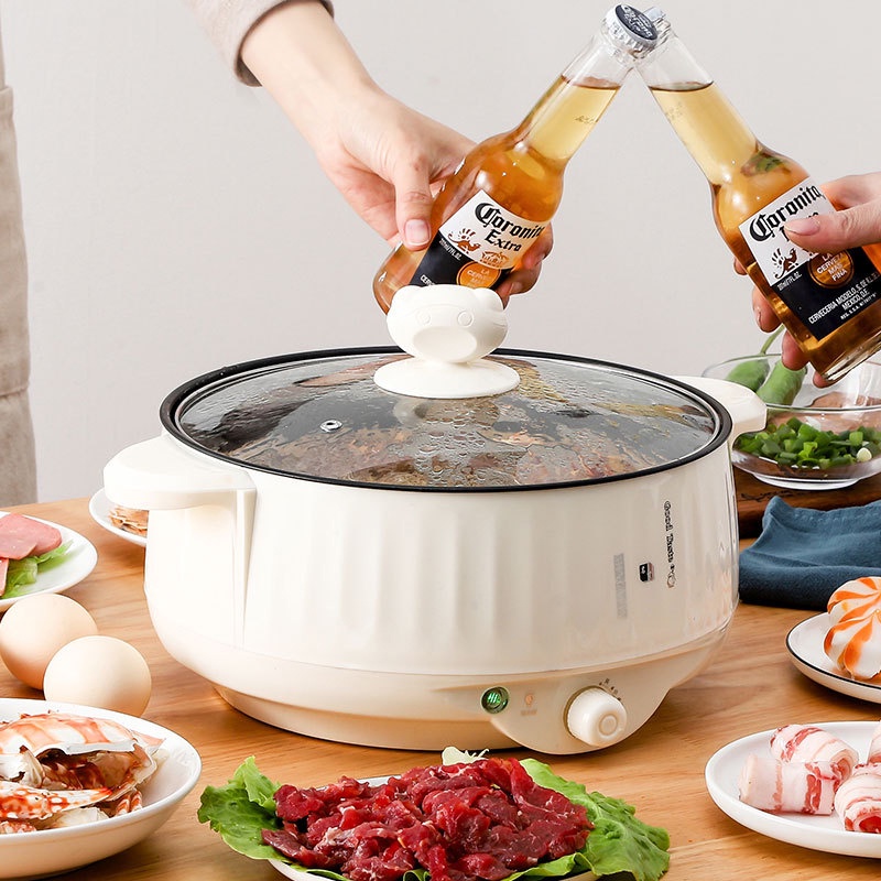 GDeal Student Dormitory Multi Functional Electric Cooker Steamboat Hot Pot With Steamer