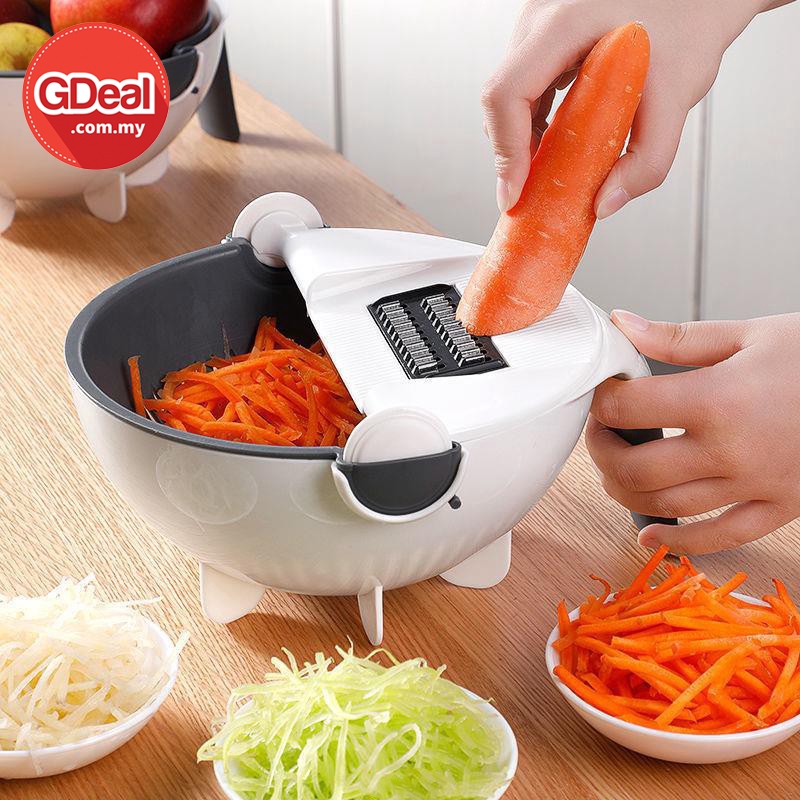 GDeal Multi Functional Kitchen Vegetable Cutter Grater Slicer Drain Basket Pemotong Sayur ڤموتوڠ ساي