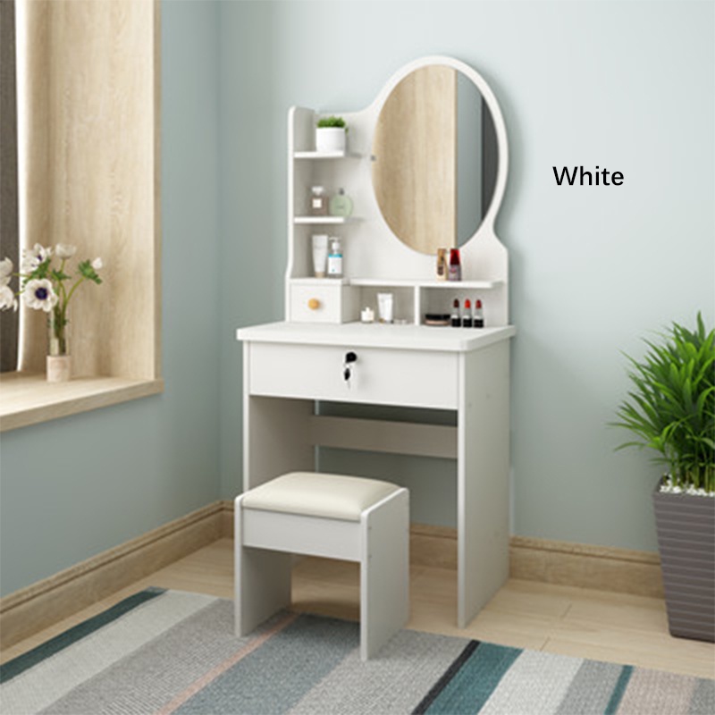 GDeal Multifunctional Mini Modern Dressing Table With Mirror With Multi Storage Rack