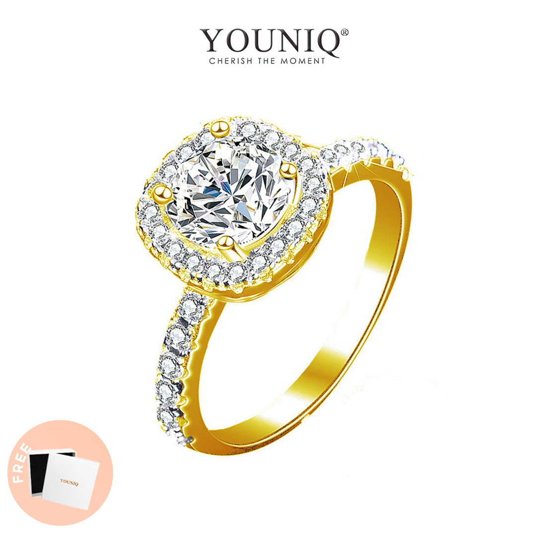YOUNIQ Miss Diva CZ Diamond ROM Engagement Wedding Adjustable Silver Ring