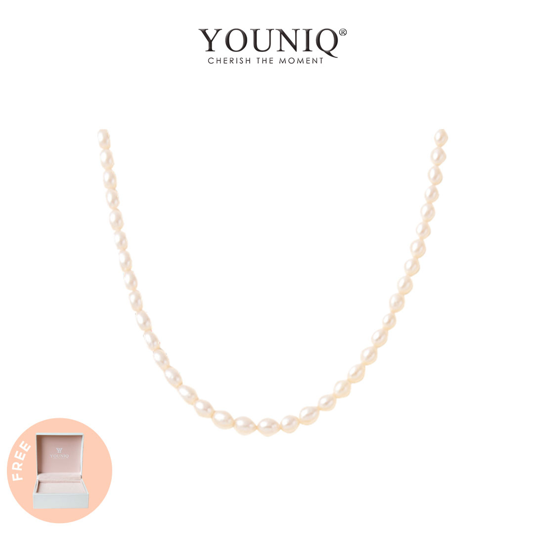 YOUNIQ COVA 18K Gold Titanium Pearl Necklace with Freshwater Pearl