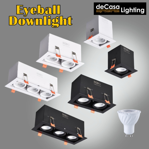 Decasa x NSB Modern Eyeball GU10 1/2/3 Head Downlights Black And White Square Led Eyeball Downlight 