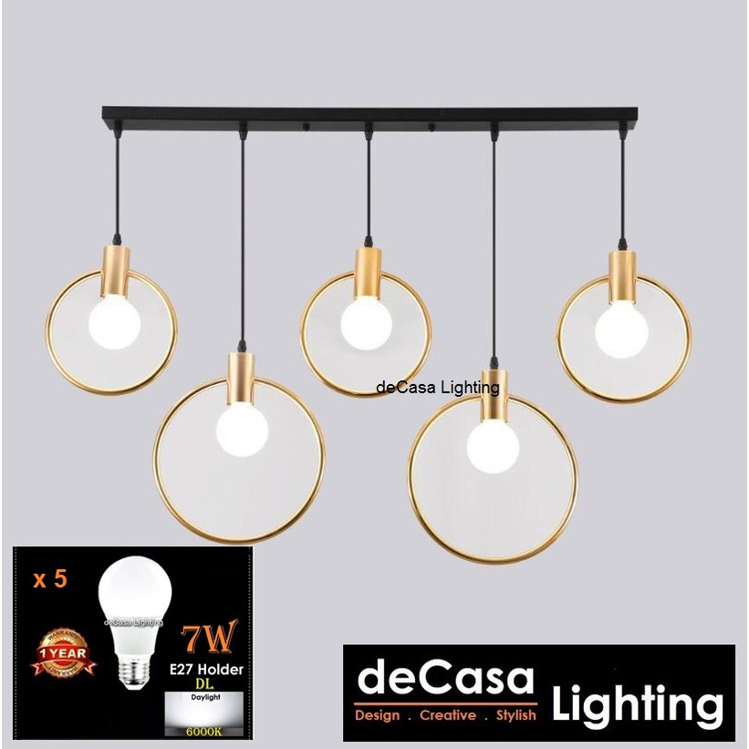 DECASA LIGHTING Set With 7w Led Bulb Loft Industrial Pendant Lights E27 Iron Retro Hanging Lamp - 55