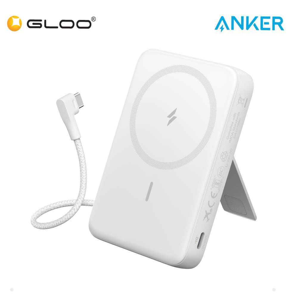 Anker Wireless Power  Bank (10K, 30w, Built-in USB-C Cable) A1685 | Built-in USB-C Cable | Adjustabl