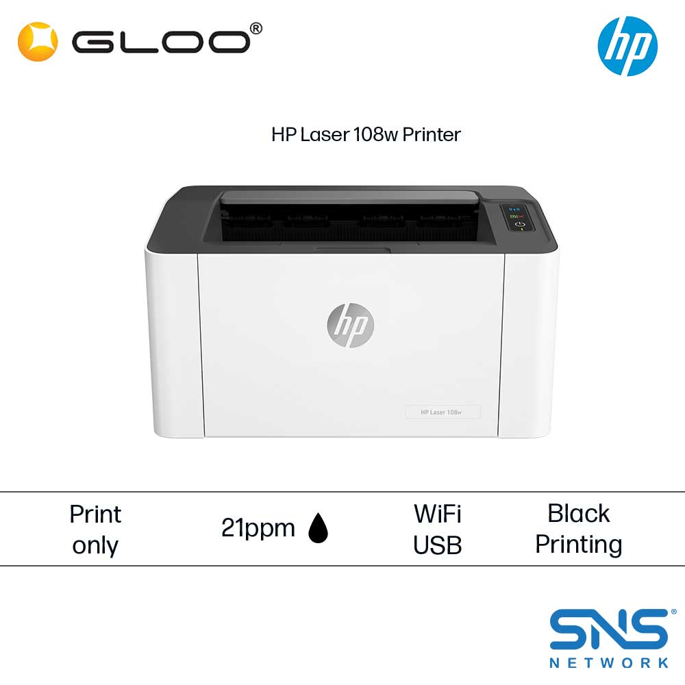 [Original | Ready stock] HP Laser 108w Wireless Black and White Printer 4ZB80A