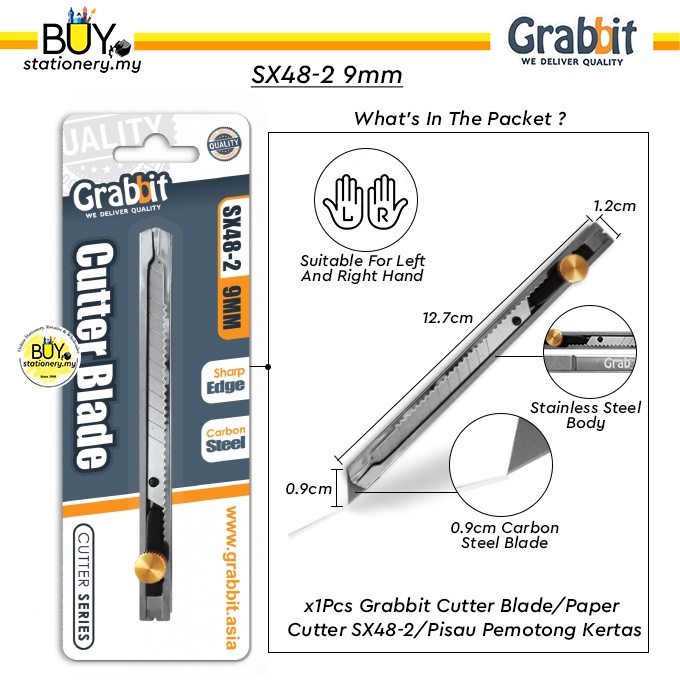 【Part A】Grabbit Cutter Blade Paper Cutter Knife Pisau Pemotong Kertas - (1s/CARD) Pen Knife Craft St