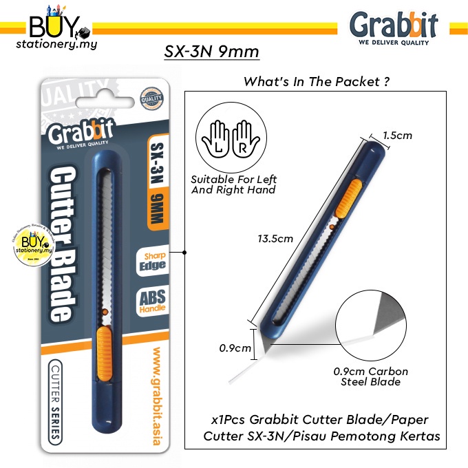 【Part A】Grabbit Cutter Blade Paper Cutter Knife Pisau Pemotong Kertas - (1s/CARD) Pen Knife Craft St