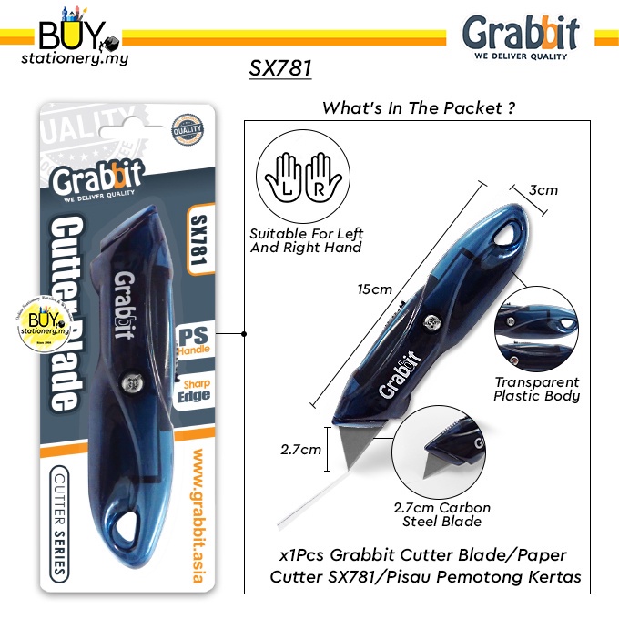 【Part B】Grabbit Cutter Blade Paper Cutter Knife Heavy Duty - (1s/CARD) Pisau Pemotong Kertas Pisau T
