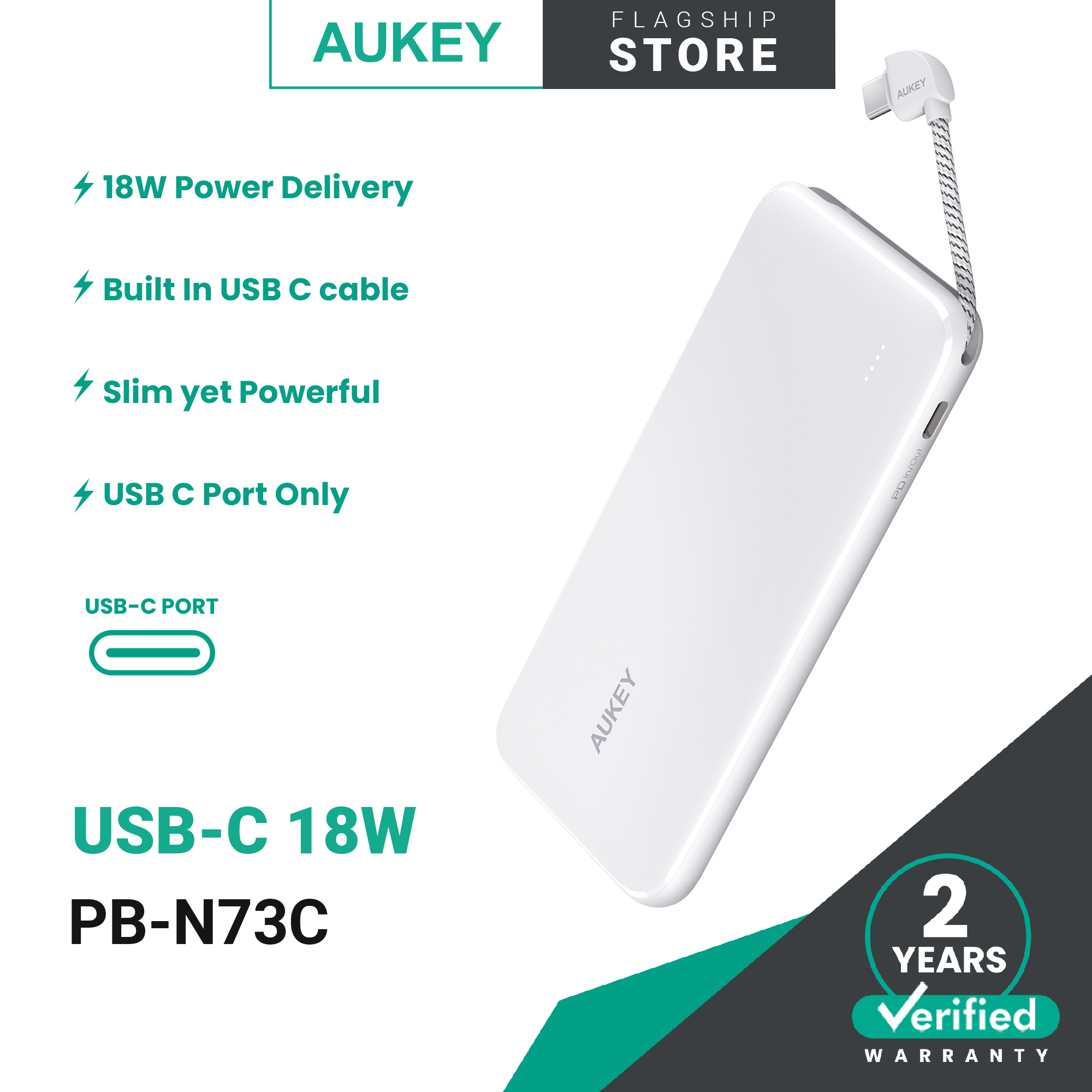(NEW) AUKEY PB-N73/73C N Series 10000mAh USB C Powerbank