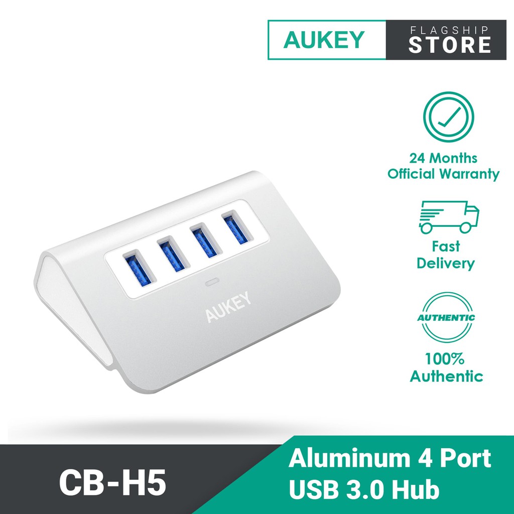 Aukey CB-H5 Aluminum 4 Port USB 3.0 Desk Hub