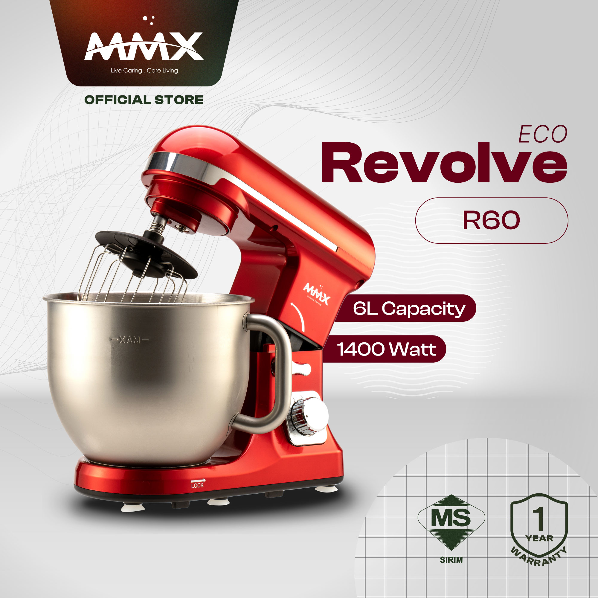 MMX R60 Revolve Stand Mixer Cake Kitchen Blender (1400W/6L) Ultimate Series (MMXSM-6000R)