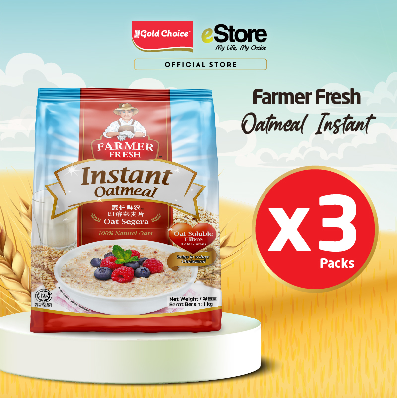 FARMER FRESH Oatmeal Instant - 1kg X 3 Packs [Oat]