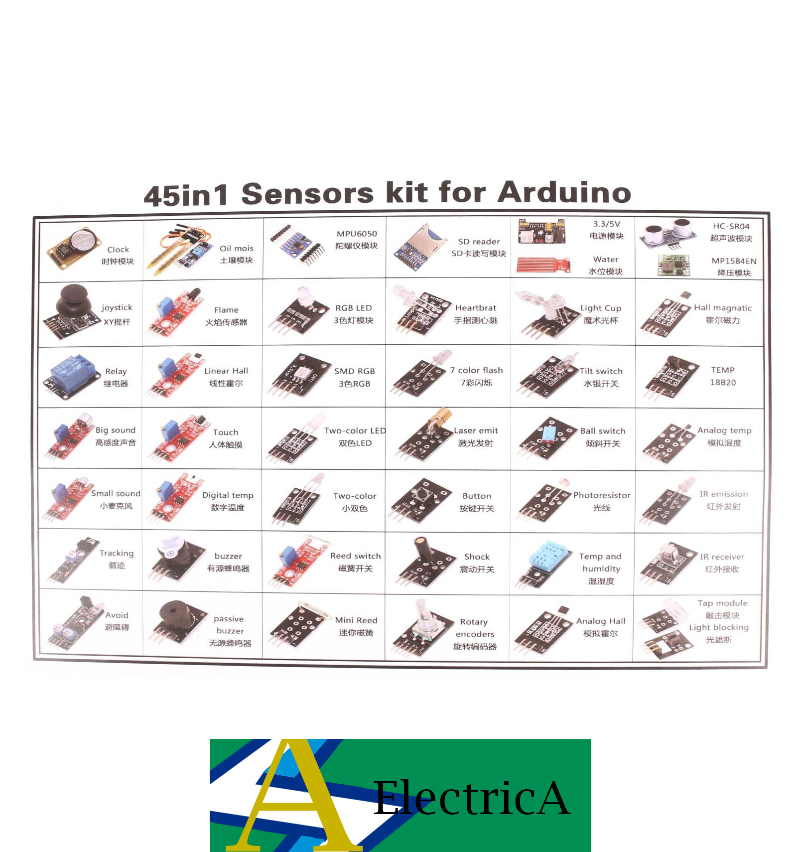 45 in 1 Sensors Modules Starter Kit for Arduino Upgrade 37 in 1 Sensor ...
